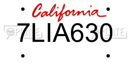 7LIA630 California License Plate
