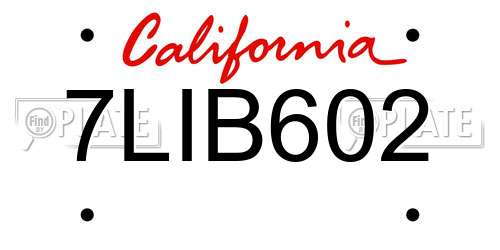 7LIB602 California License Plate