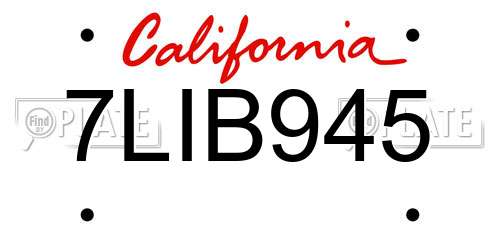 7LIB945 California License Plate