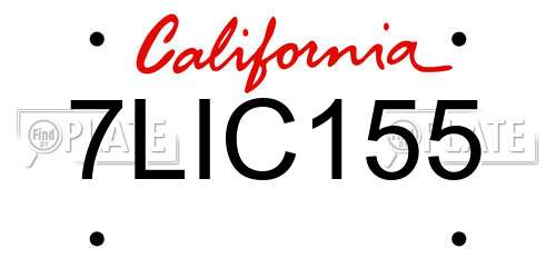 7LIC155 California License Plate