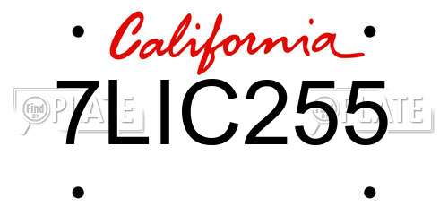 7LIC255 California License Plate