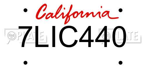 7LIC440 California License Plate