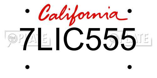7LIC555 California License Plate