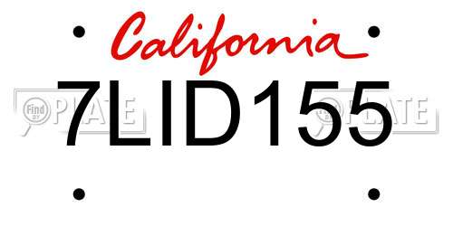 7LID155 California License Plate