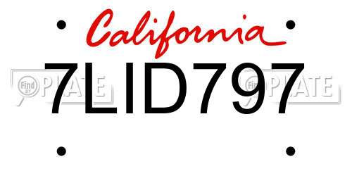 7LID797 California License Plate