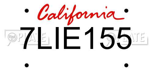 7LIE155 California License Plate