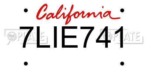 7LIE741 California License Plate