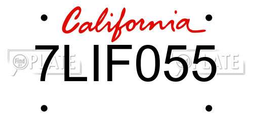 7LIF055 California License Plate