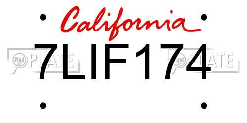 7LIF174 California License Plate