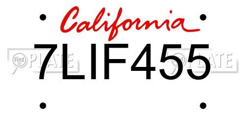 7LIF455 California License Plate