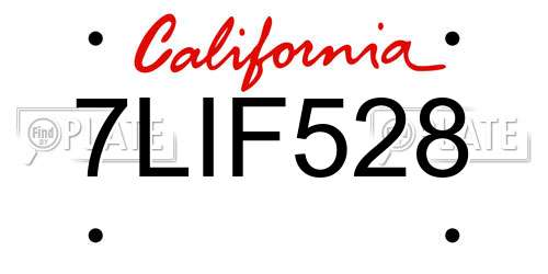 7LIF528 California License Plate