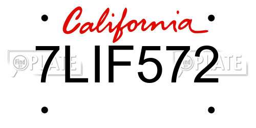 7LIF572 California License Plate