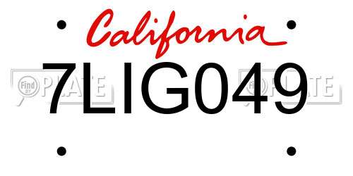 7LIG049 California License Plate