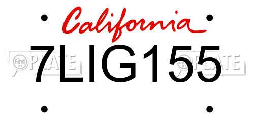 7LIG155 California License Plate