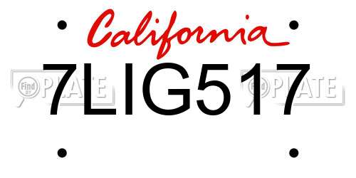 7LIG517 California License Plate