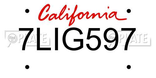 7LIG597 California License Plate