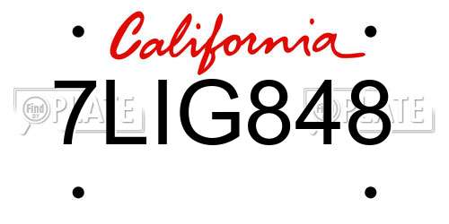 7LIG848 California License Plate