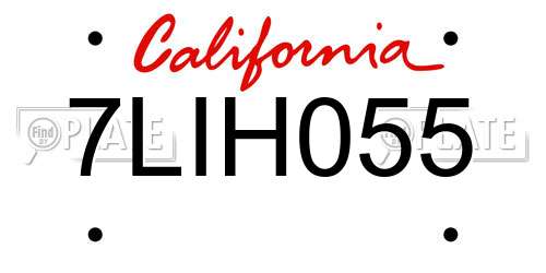 7LIH055 California License Plate