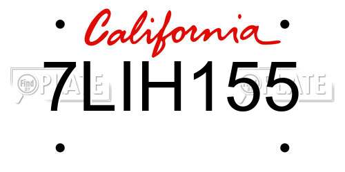 7LIH155 California License Plate