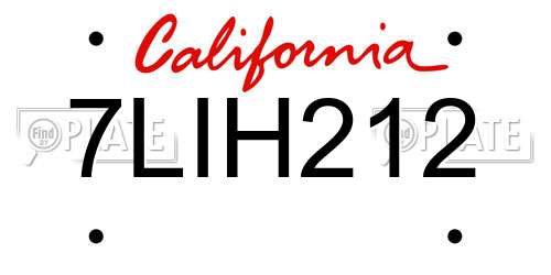 7LIH212 California License Plate