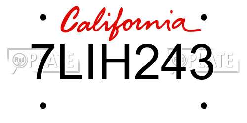 7LIH243 California License Plate
