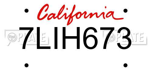 7LIH673 California License Plate