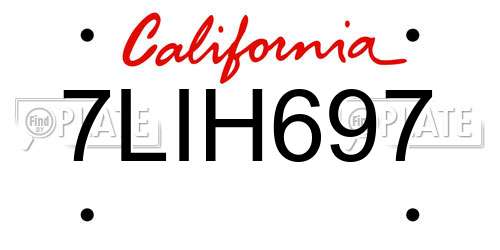 7LIH697 California License Plate
