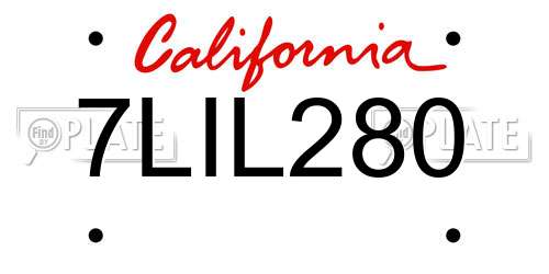 7LIL280 California License Plate