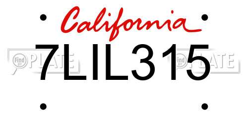 7LIL315 California License Plate