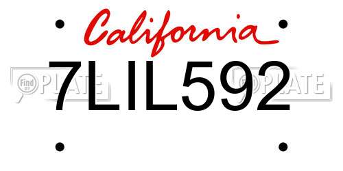 7LIL592 California License Plate