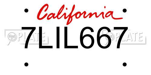 7LIL667 California License Plate