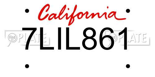7LIL861 California License Plate