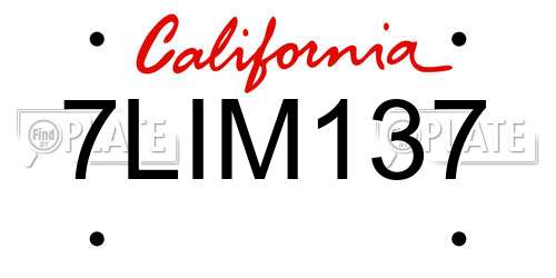 7LIM137 California License Plate