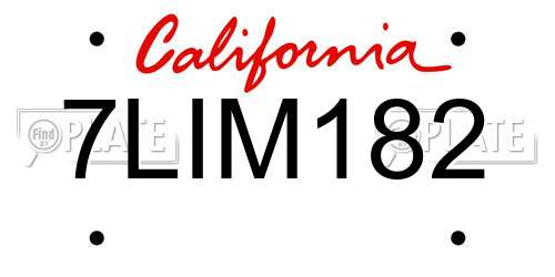 7LIM182 California License Plate