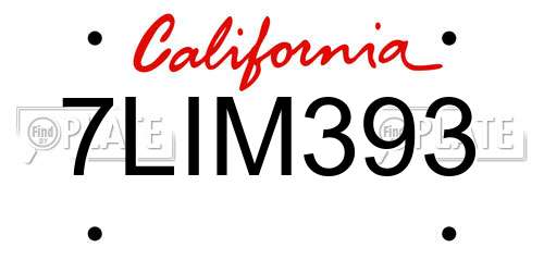 7LIM393 California License Plate