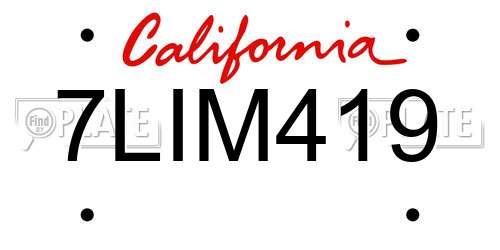 7LIM419 California License Plate