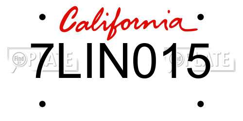 7LIN015 California License Plate