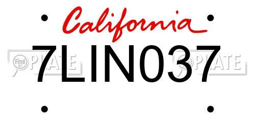 7LIN037 California License Plate