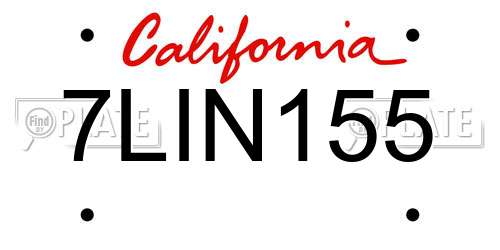 7LIN155 California License Plate