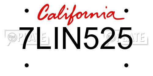 7LIN525 California License Plate