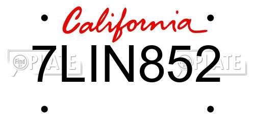 7LIN852 California License Plate