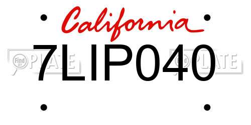 7LIP040 California License Plate