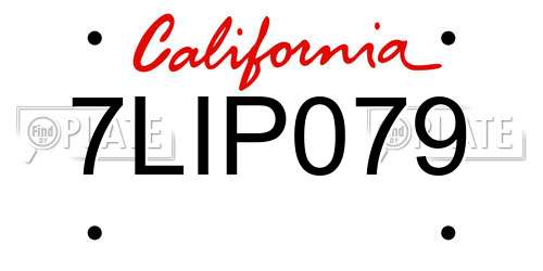 7LIP079 California License Plate