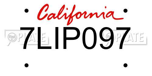 7LIP097 California License Plate