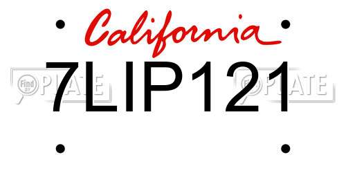 7LIP121 California License Plate