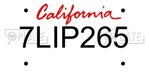 7LIP265 California License Plate