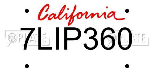7LIP360 California License Plate
