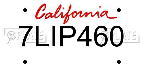 7LIP460 California License Plate