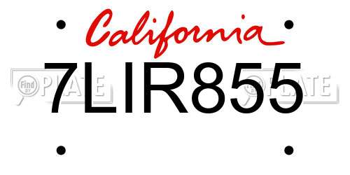 7LIR855 California License Plate