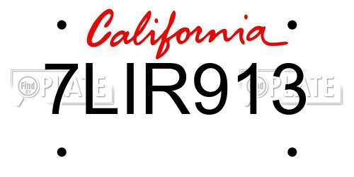 7LIR913 California License Plate